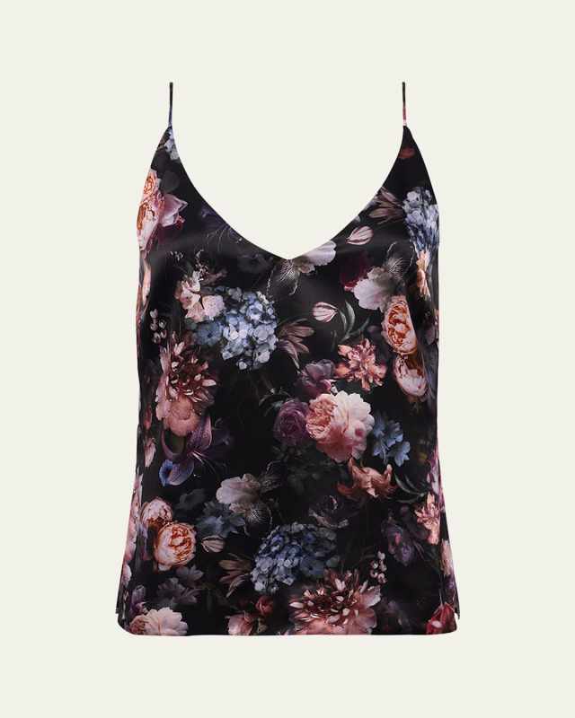 Gabriella V-Neck Floral Silk Tank Top